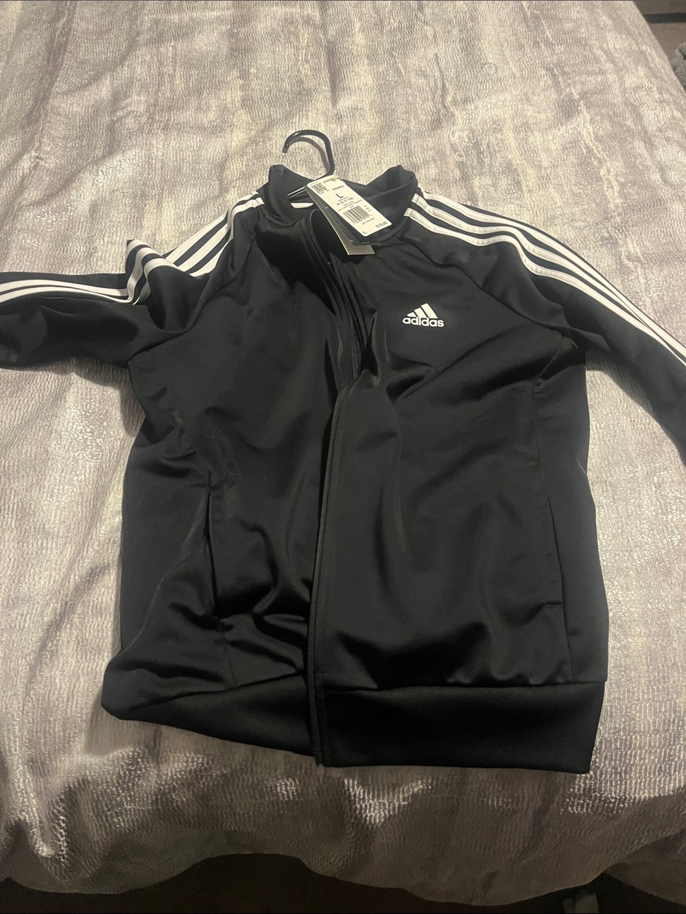 adidas Black Performance Track Jacket with White 3-Stripes